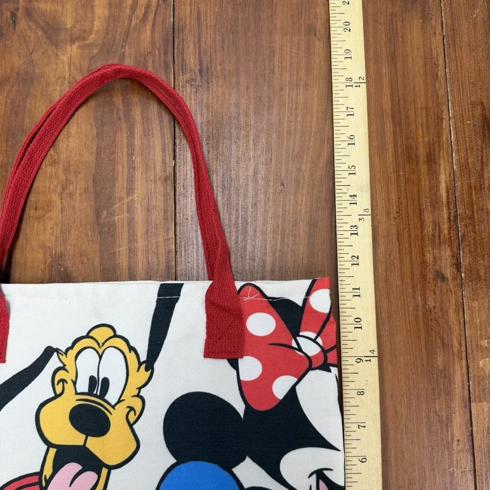 Disney Mickey and Friends Canvas Tote Bag Zippered Pluto Donald Minnie Goofy
